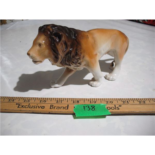 Vintage Royal Dux Lion Ornament, Bohemia Porcelain, 9” Long