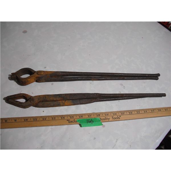 (2) Vintage Metal Blacksmith Tongs