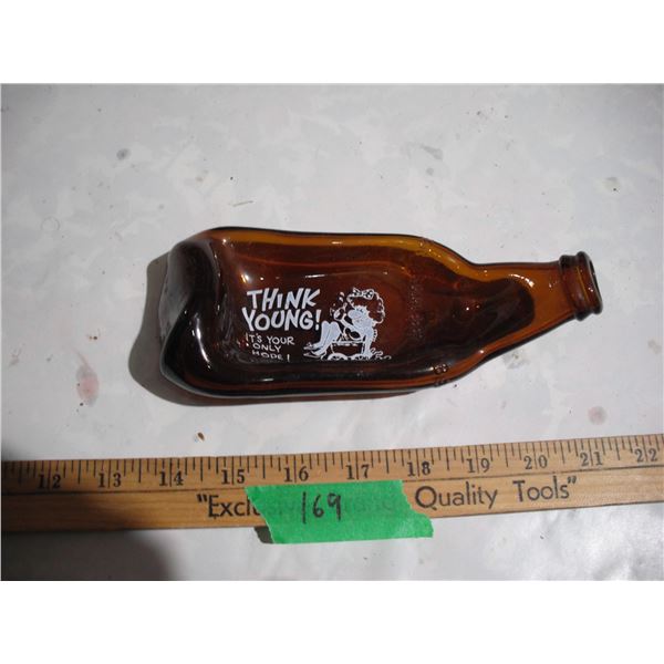 Slump Melted Glass Bottle Ashtray