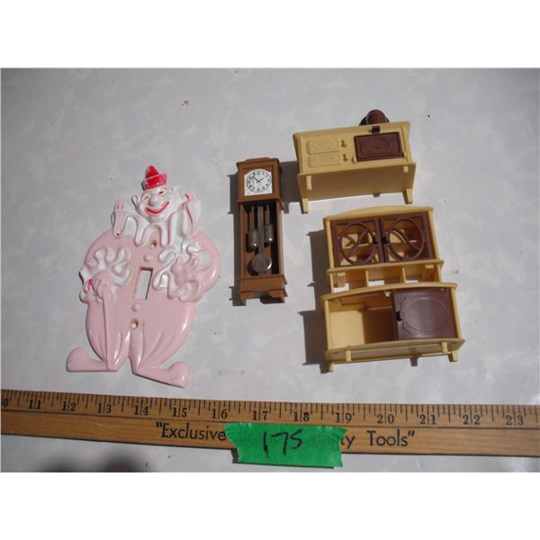 West Germany Toy Furniture, Pink Clown Light Switch Cover