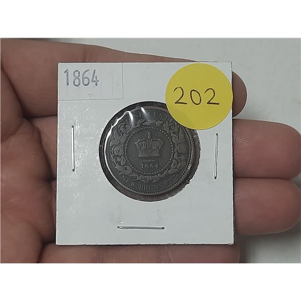 1864 New Brunswick One Cent Coin.