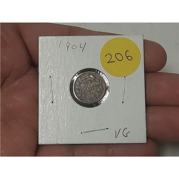 1904 Canada Silver 5 Cents