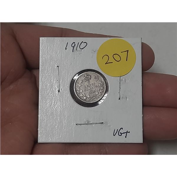 1910 Canada Silver 5 Cents