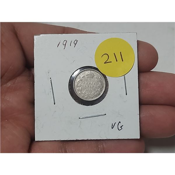 1919 Canada Silver 5 Cents