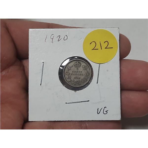 1920 Canada Silver 5 Cents