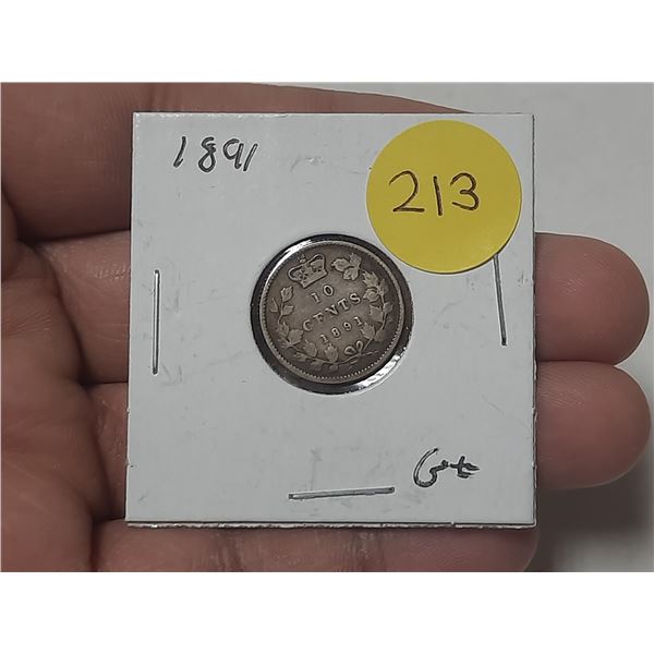 1891 Canada Silver 10 Cents