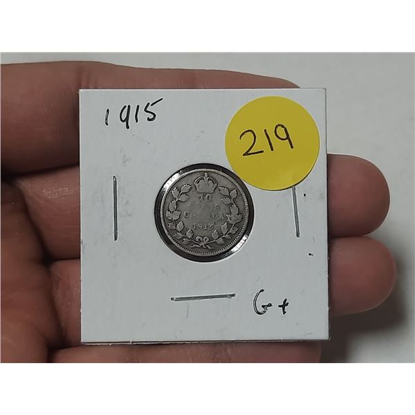 1915 Canada Silver 10 Cents