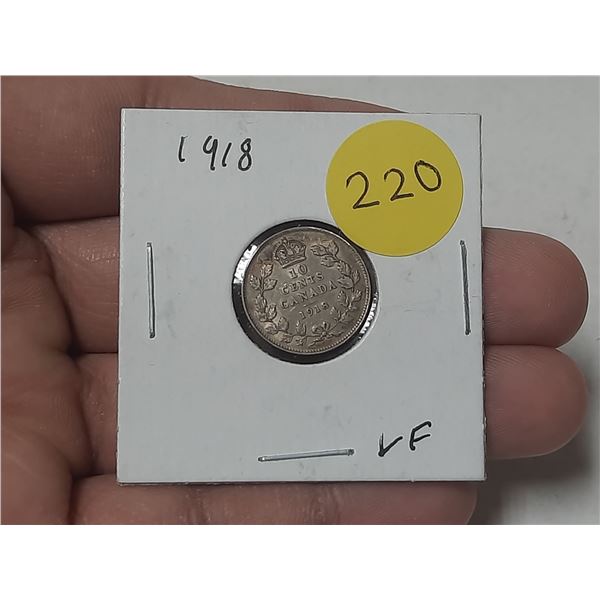 1918 Canada Silver 10 Cents