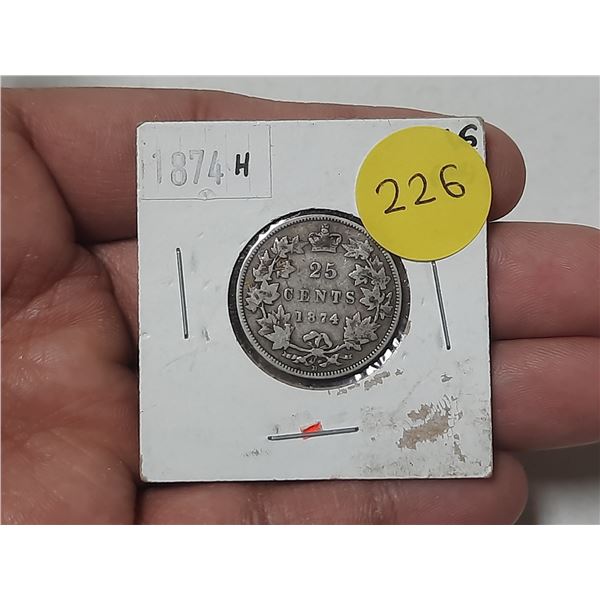 1874-H Canada Silver 25 Cents.