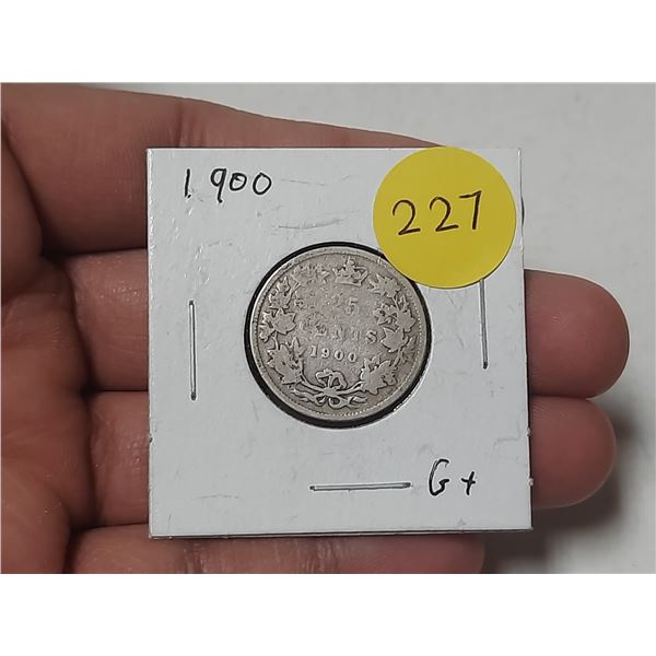 1900 Canada Silver 25 Cents.
