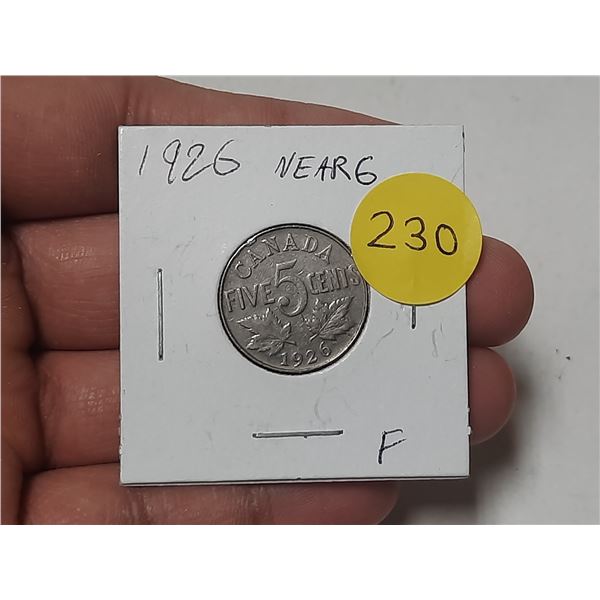 1926 Canada 5 Cents - Near 6.