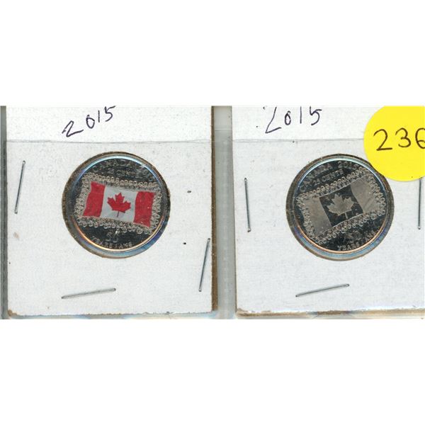 2015 Canadian 25-cent coins commemorating the 50th anniversary of the National Flag of Canada - Colo