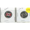 Image 1 : 2015 Canadian 25-cent coins commemorating the 50th anniversary of the National Flag of Canada - Colo
