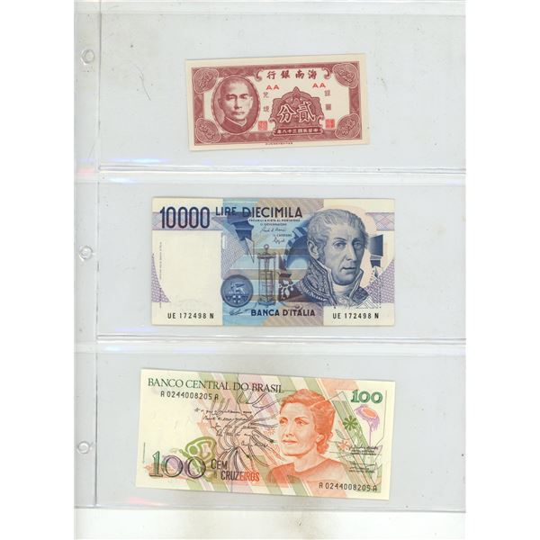 Binder of Foreign Currency Notes. (New/Uncirculated All) (Total 15 Notes)