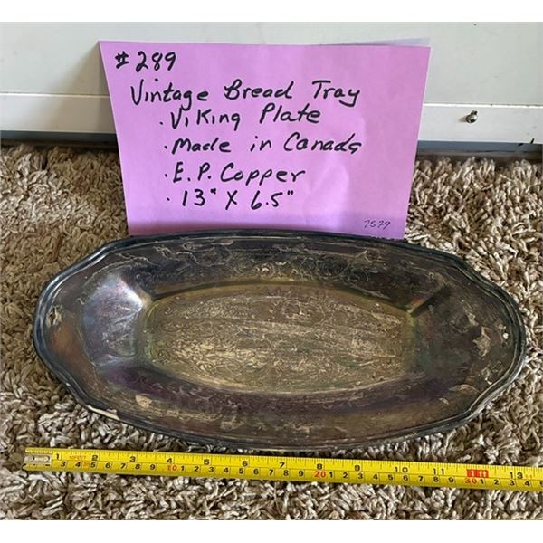 Vintage Silver Bread Tray, 6” X 13”