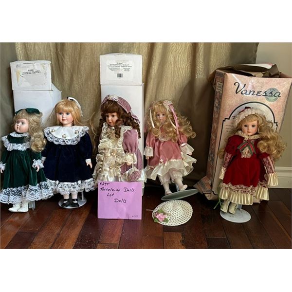 Vintage Porcelain Dolls, 5 Dolls
