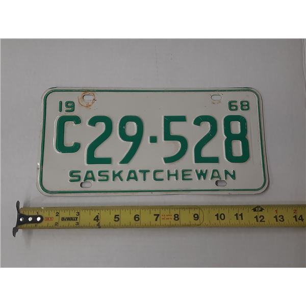 1968 Saskatchewan Licence Plate.