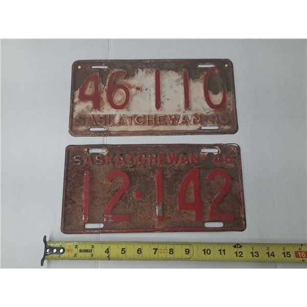 1940 and 1945 Saskatchewan Licence Plates.