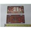 Image 1 : 1940 and 1945 Saskatchewan Licence Plates.