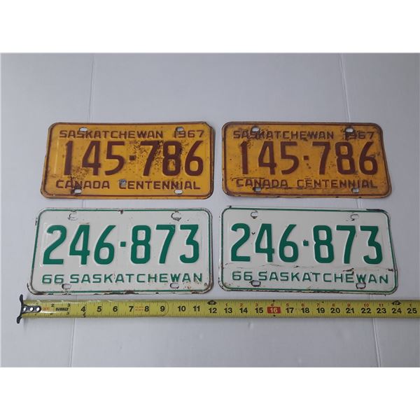 1966 and 1967 Saskatchewan Licence Plates. (In Pair)