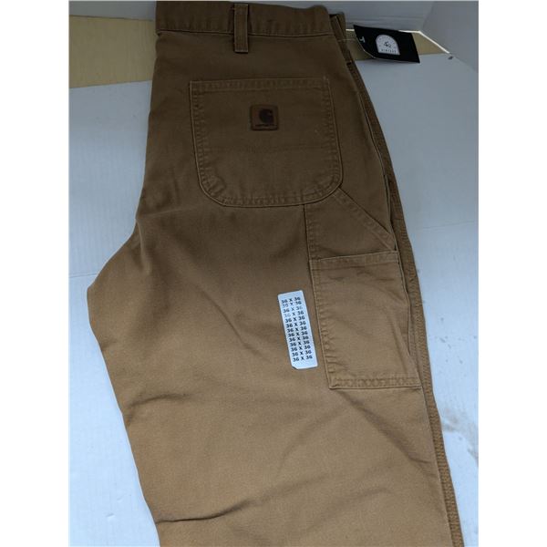 Carhartt pants, tan, used, one paint spot, size 36x36