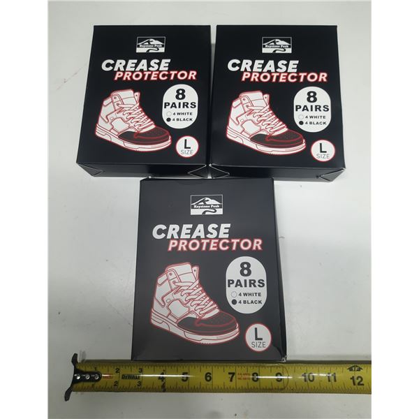 (3 Box) Keystone Peak crease protectors, Box contain 8 pairs total, with 4 white and 4 black protect