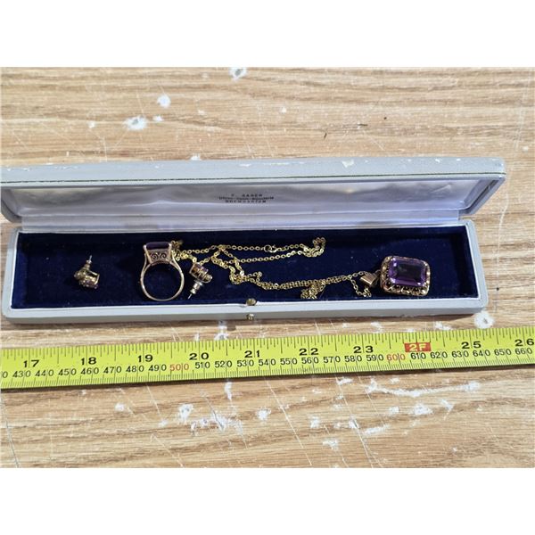 Necklace , earrings, and ring- necklace marks 585- 12.4g- *NOT VERIFIED*