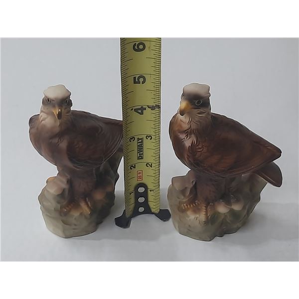 Pair of Falcon or Hawk Figurines, 5” Tall