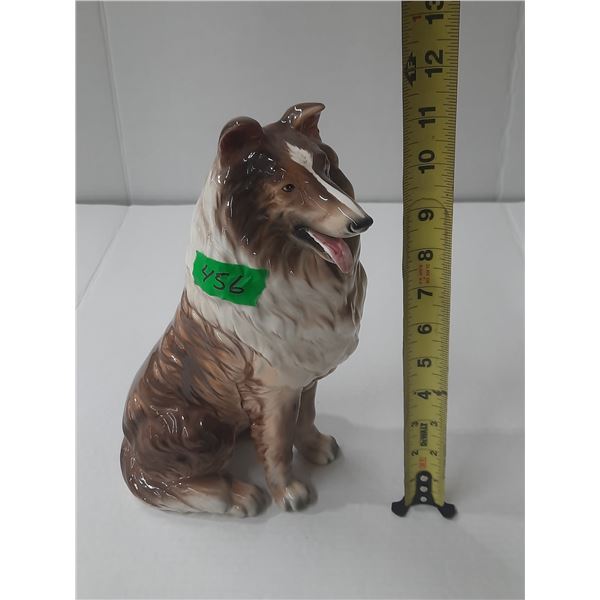 Glossy Ceramic Collie/Sheltie Dog Figurine, 11” Tall