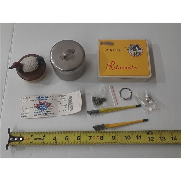 Mixed Lot - (2) Storage Containers, Ritmeester Tin, (2) Glass Cutters, etc.