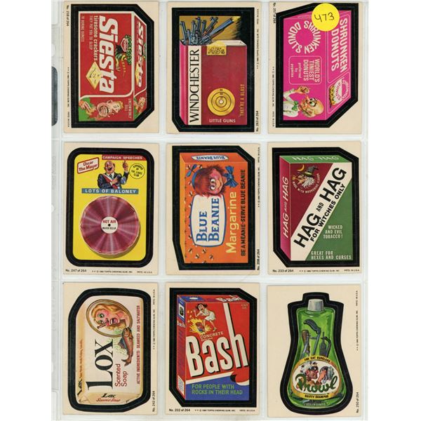 (9) 1980’s Topps Chewing Gum Wacky Packages Cards