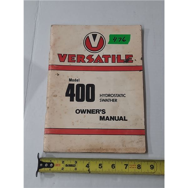 Versatile Model 400 Hydrostatic Swatter Manual