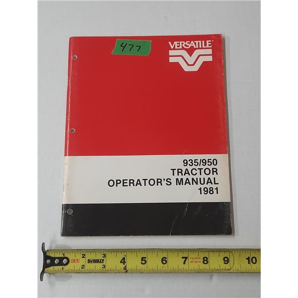 1981 Versatile 935/950 Tractor Operator Manual