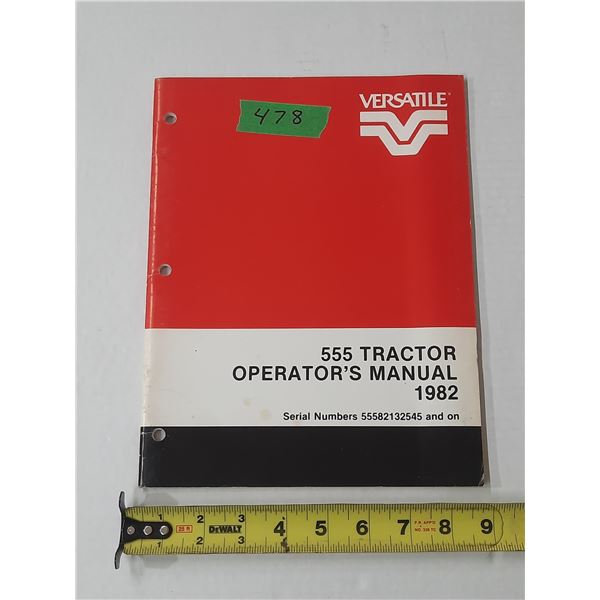 1982 Versatile 555 Tractor Operator’s Manual