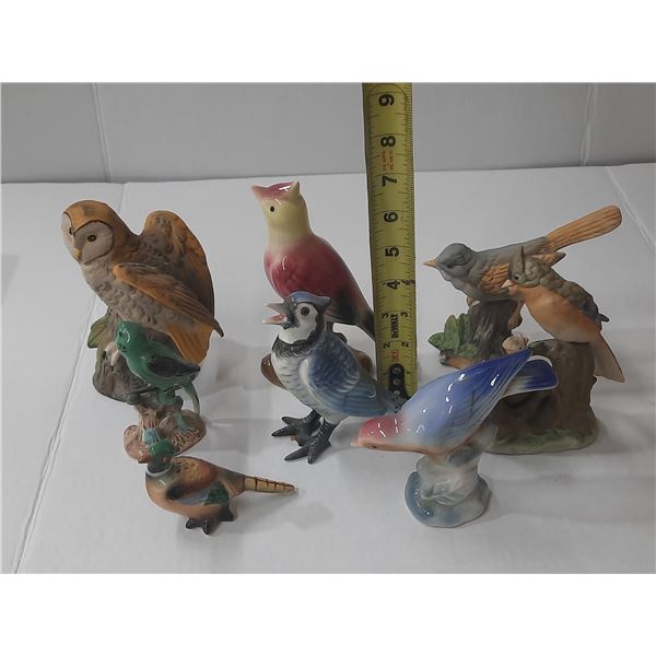 Lot of Bird Figurines – Owl, Bluejay, Pheasant, etc.