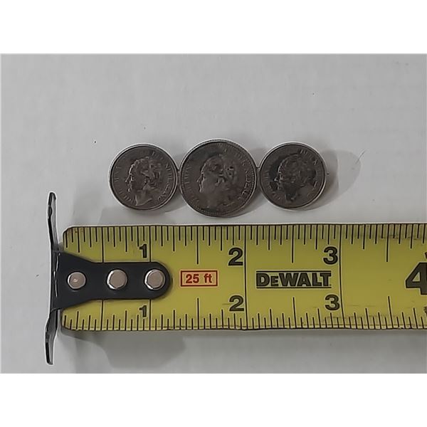 Handmade Vintage Dutch Silver Coin Brooch – Contains (3) Queen Wilhelmina coins from Nether