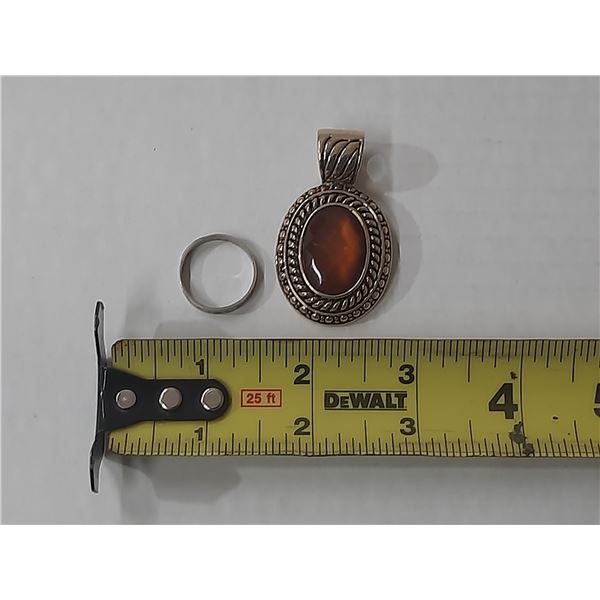 (1) Ring, (1) Brown Stone Pendant