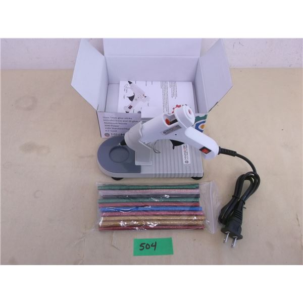 NEW in Box - Minimakers crafter's hot glue gun with 20 glitter sticks, suction cup stand, drip tray,