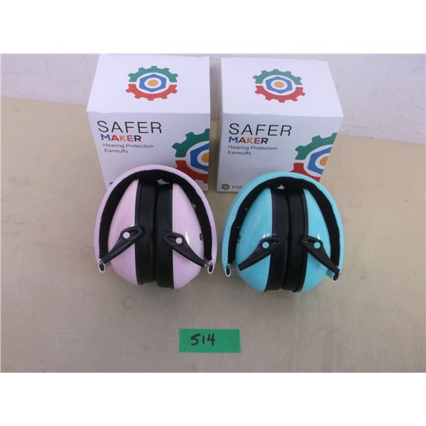 (2) NEW in Box - Minimakers shop / range hearing protection earmuffs (Green & Pink)