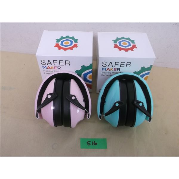 (2) NEW in Box - Minimakers shop / range hearing protection earmuffs (Green & Pink)