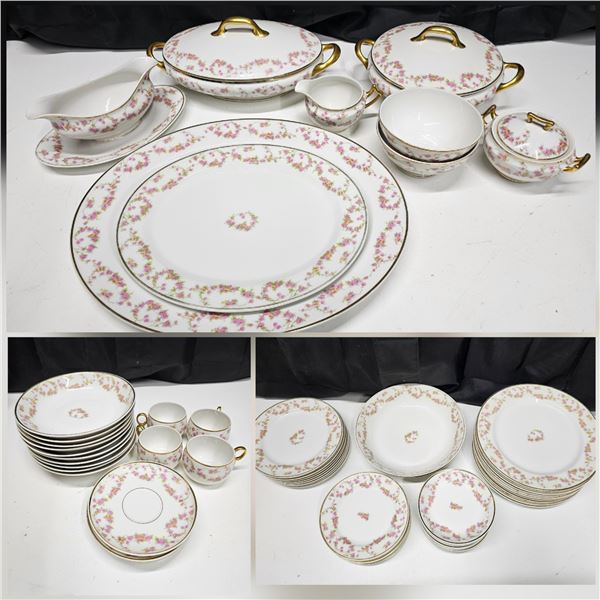 71-Piece Antique Limoges France Elite Works Porcelain Dinnerware Set