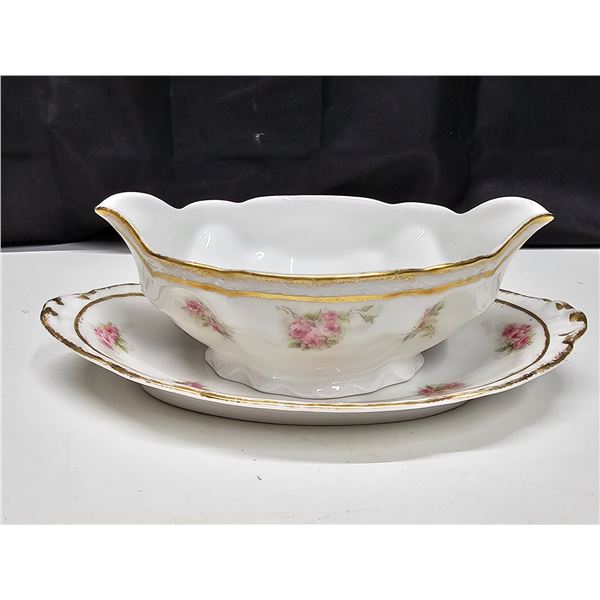 Antique Coronet Limoges Gravy Boat & Saucer Set