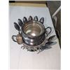 Image 1 : Antique silver sugar dish, missing 3 spoons, comes with 9 spoons and a mini scoop
