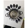 Image 3 : Antique silver sugar dish, missing 3 spoons, comes with 9 spoons and a mini scoop