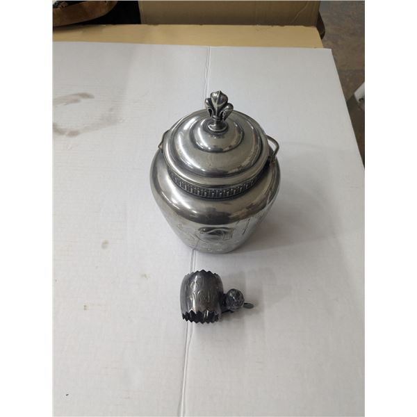 silver "biscuits" dish with silver napkin holder