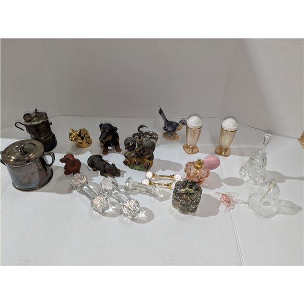 Mixed crystal, glass and silver décor/collectibles