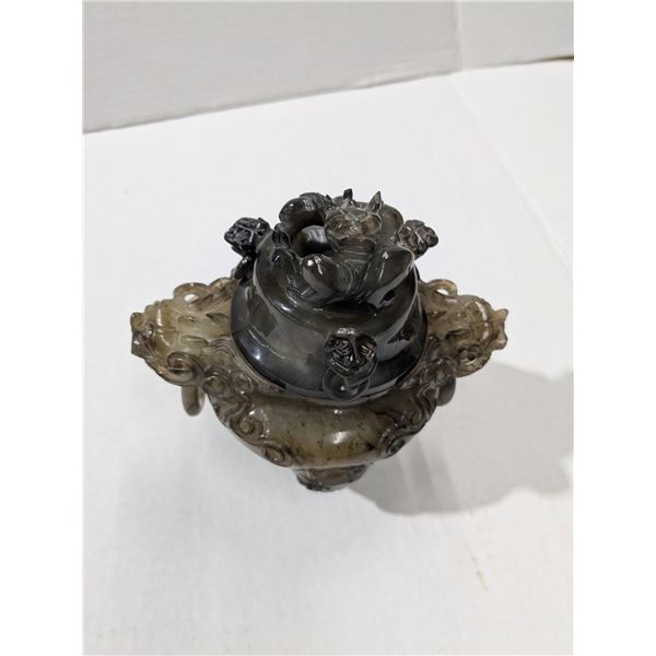 Antique carved jade incense burner