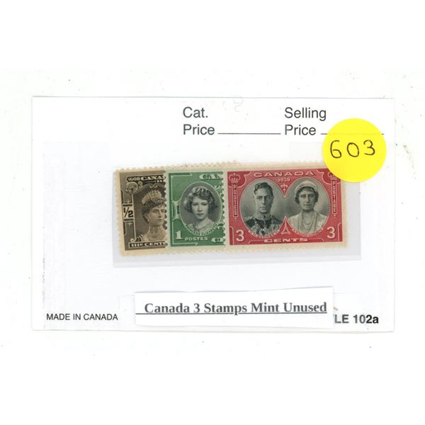 Canada 3 Stamps Mint Unused.