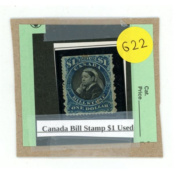 Canada Bill Stamp $1 Used.