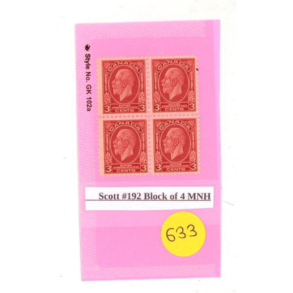 Scott #192 Block of 4 MNH.